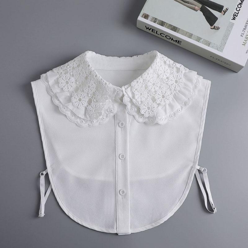 White Lapel Fake Collar Neck Decorative Chiffon Cotton Chocker Women Detachable False Collar Shirt Doll Lace Ladies Half Shirt