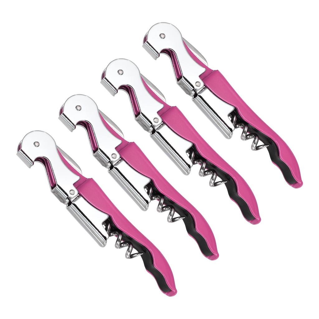 2/4 Stück Professioneller Kellnerkorkenzieher Edelstahl-Weinschlüssel mit ergonomischem Holzgriff Bierflaschenöffner und Folienabschneider