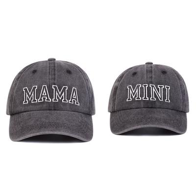 Gorra de Béisbol Bordada con Letras MAMA MINI Sombreros Familiares Protector Solar Ajustable para Exteriores Sombrero de Ocio Primavera Otoño Viajes Turismo Vacaciones en la Playa