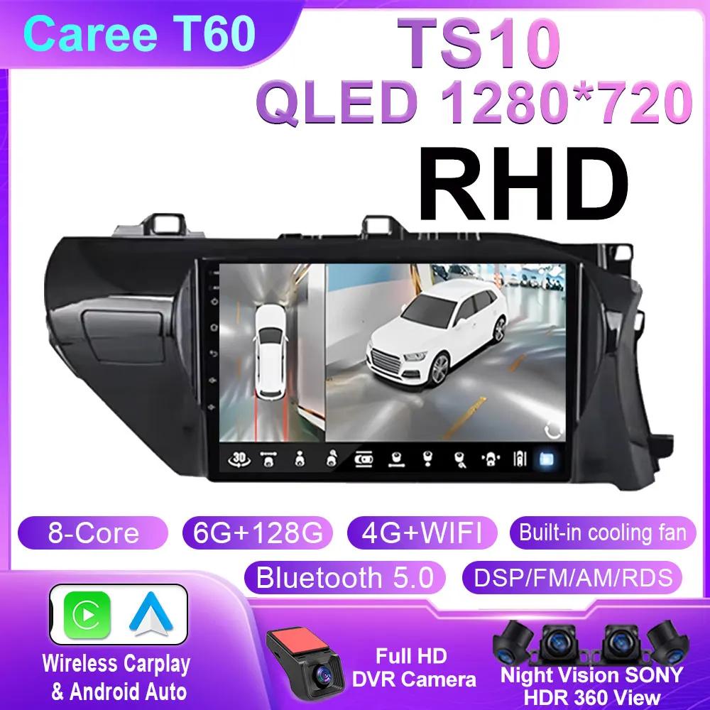 Android 14 Carplay Car Radio For Toyota HILUX REVO VIGO IMV 2016 2017 Navigation GPS Multimedia Player WiFi+4G Stereo Video BT