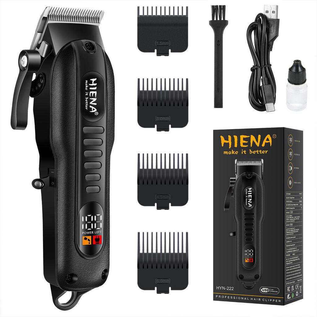 HYN-222 Professional Hair Clippers 5V1A Rechargeable Hair Trimmer Stainless Steel Blade Black Washable Head For Men Styling Tool