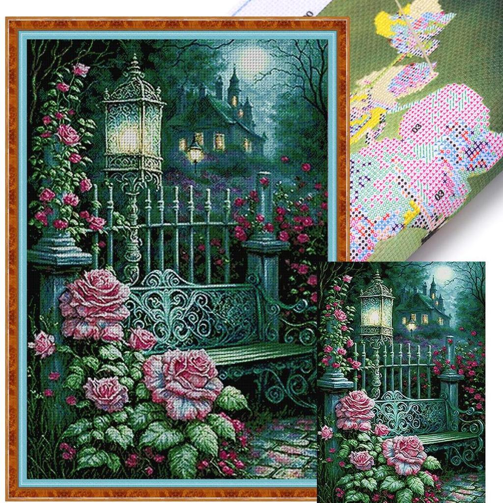 Flower Printed Cross Stitch Kit DIY 14CT Thread Art Needlework Home Wall Decor