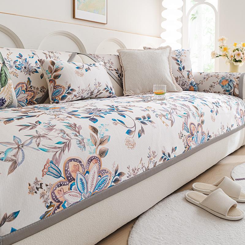 

Idyllic Ice Silk Sofa Cushion Summer New Fixed Non-Slip Cool Sofa Mat Summer Seat Cushion Cover 70*70cm