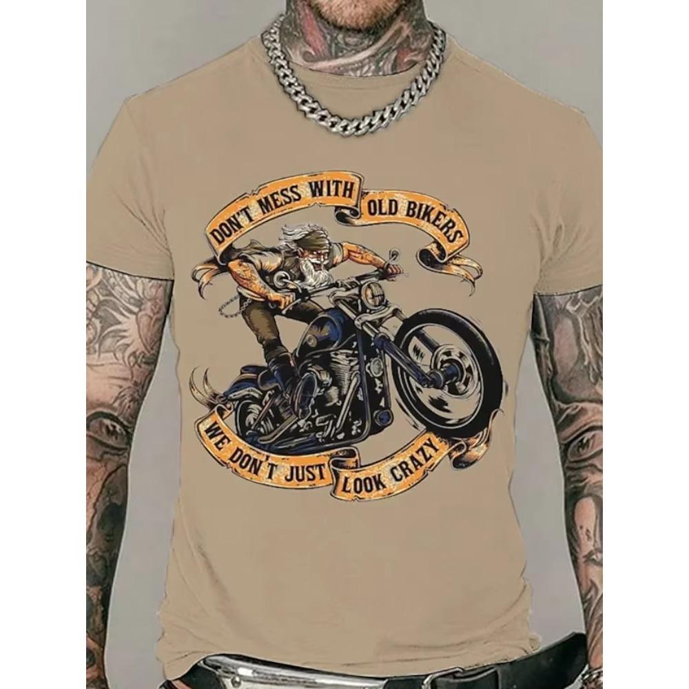 Motorsykkel T-skjorte Menn 3D Ørn Grafikk Kortermet Vintage Streetwear Kjøre Biker T-skjorte For Menn Klær Oversized T-skjorter Topper