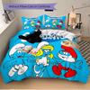 Smurfs' Adventure Print 3Pcs Bedding Setduvet Cover With 2 Bedropillowcase Home Birthday Gift