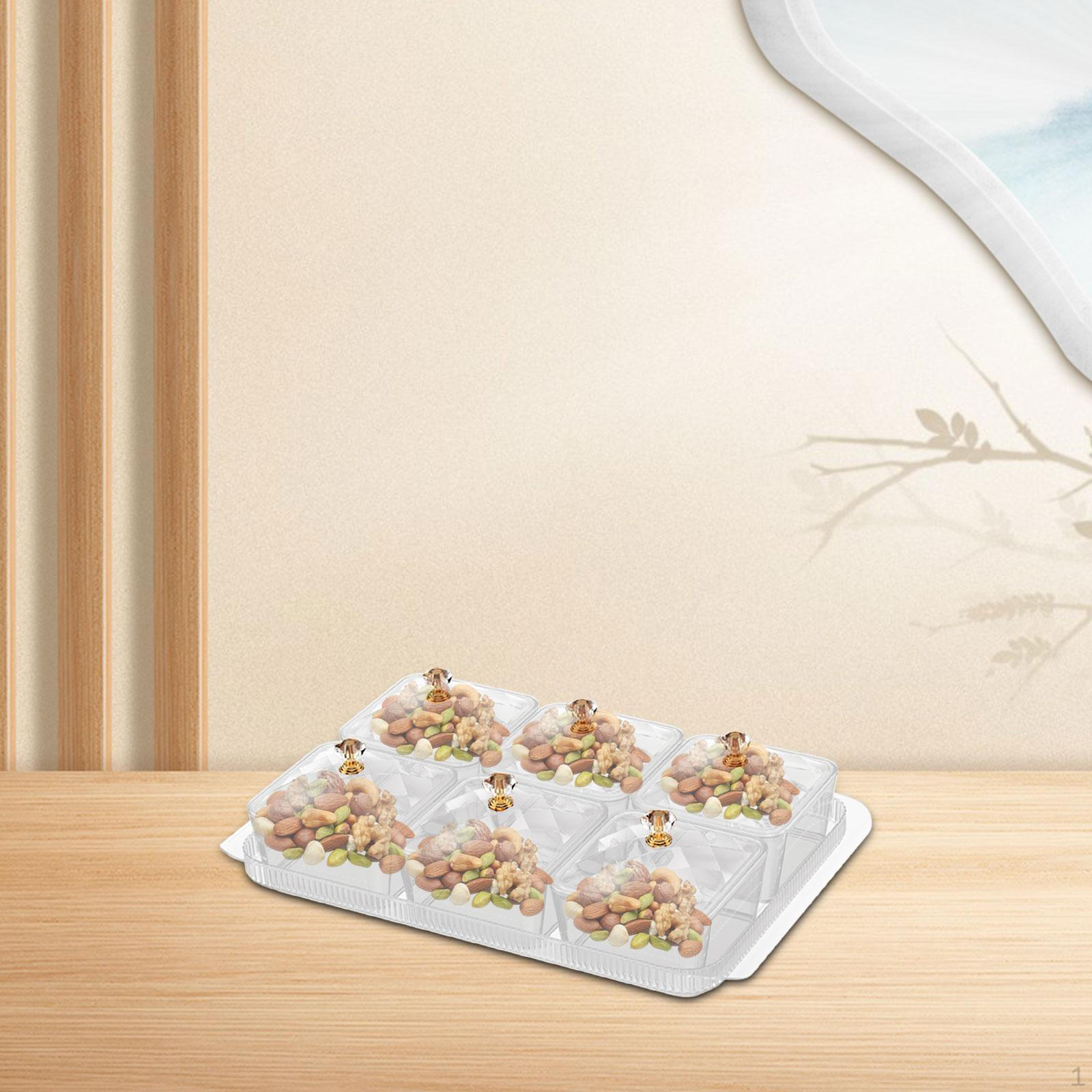 

Набор тарелок для сухофруктов, поднос для закусок, банка для конфет, органайзер для приправ в отеле 6 Grid Clear