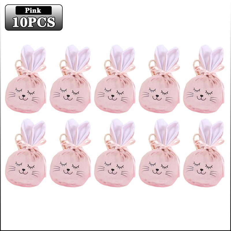 Easter Bunny Drawstring Gift Bags with Bunny Ears for Kids Holiday Party Favor Easter Rabbit Gift Bags and Holiday Decorations