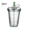 Handheld Drinkware for Campus Transparent Straw Cup, with Sequins Decor And Leak Proof Cute Milk Tea Cup Girls Lid, Reusable Plastic Sippy Students