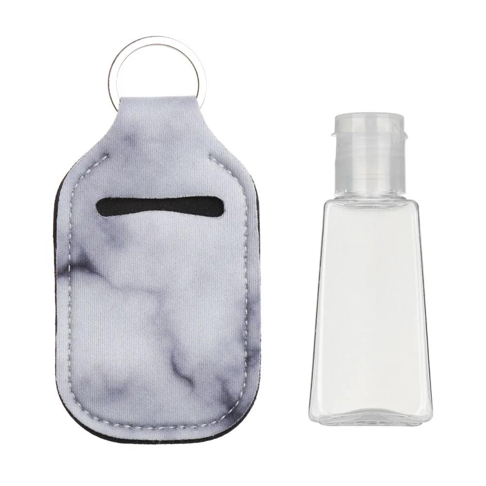 Mini Hand Sanitizer Bottle 30ml Portable Travel Silicone Cosmetics Shower Gel Bottles Refillable Bottles with Keychain Holder