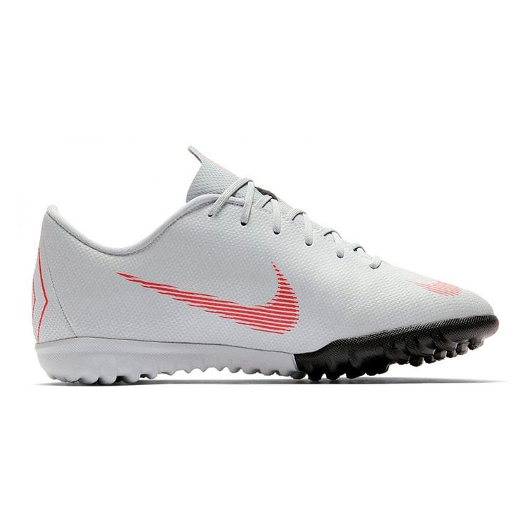 Nike Mercurial Vapor 12 JR Academy TF Slip Resistant Abrasion Resistant Low Top Kids' Soccer Shoes Gray Red Kids' AH7342-060