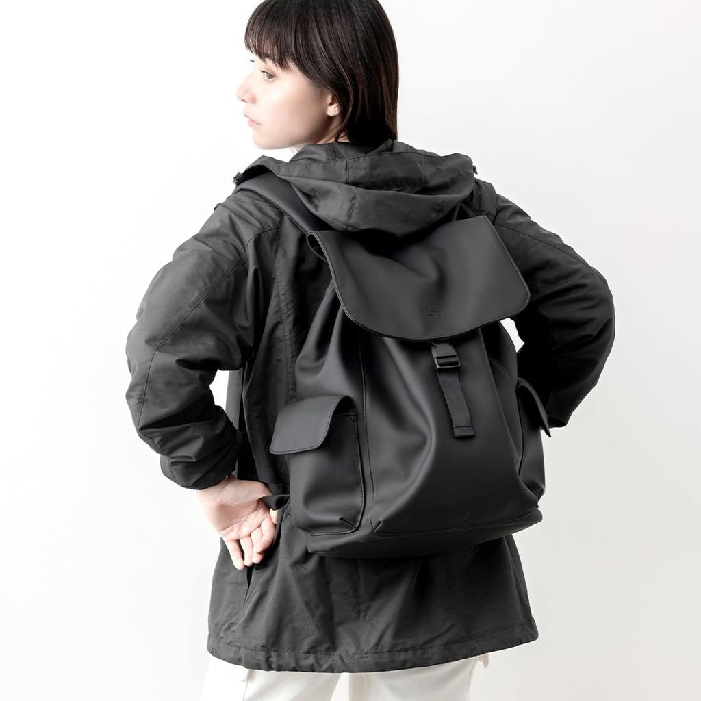 KLON Wasserdichter Rucksack für Männer und Frauen, Schwarz, Schlicht, Matt beschichteter Rucksack-Tra Schwarz