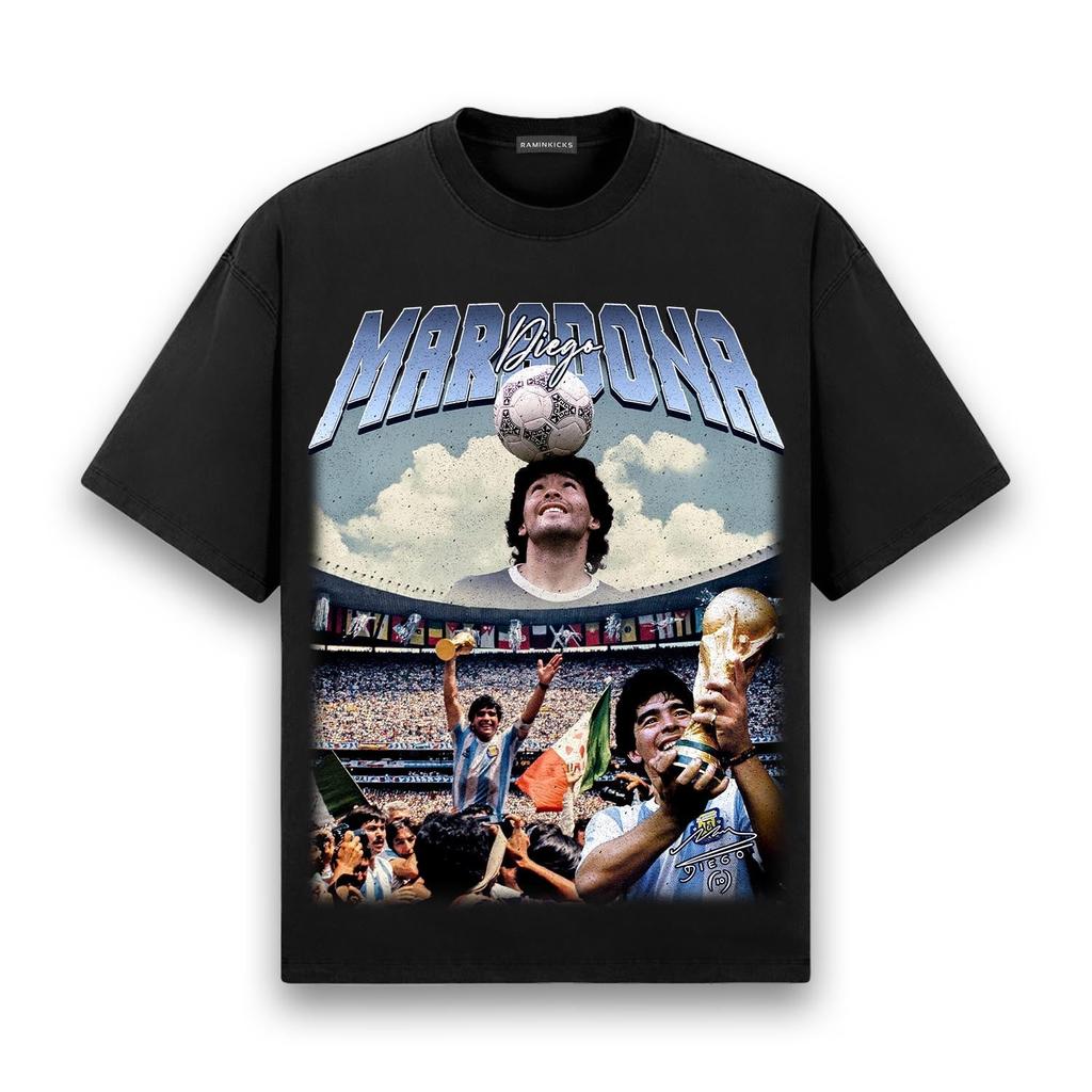 T-shirt à manches courtes pour homme Diego Maradona Coupe du Monde Football, Col rond assorti Homme et Femme, Élégant et Simple pour Fans de Football