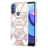 Golden Border Grid Marble Flower IMD Ultrathin Phone Case for Motorola Moto E20,E30,E40,G31,G41,G50,G51,G71,G10,G20,G30,G40,G60...