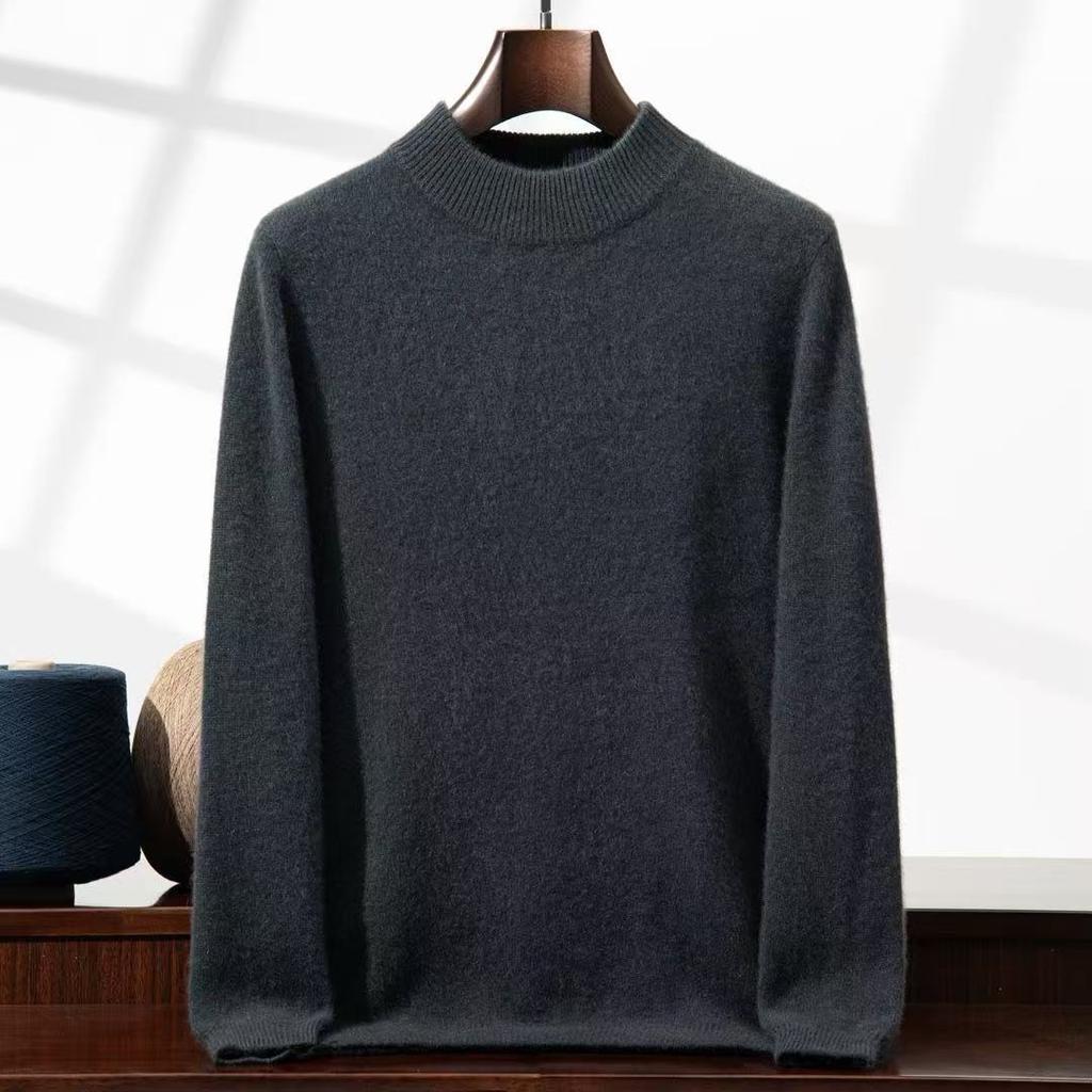 New thickened cashmere sweater semi-turtleneck sweater with cashmere bottoming knitted sweater