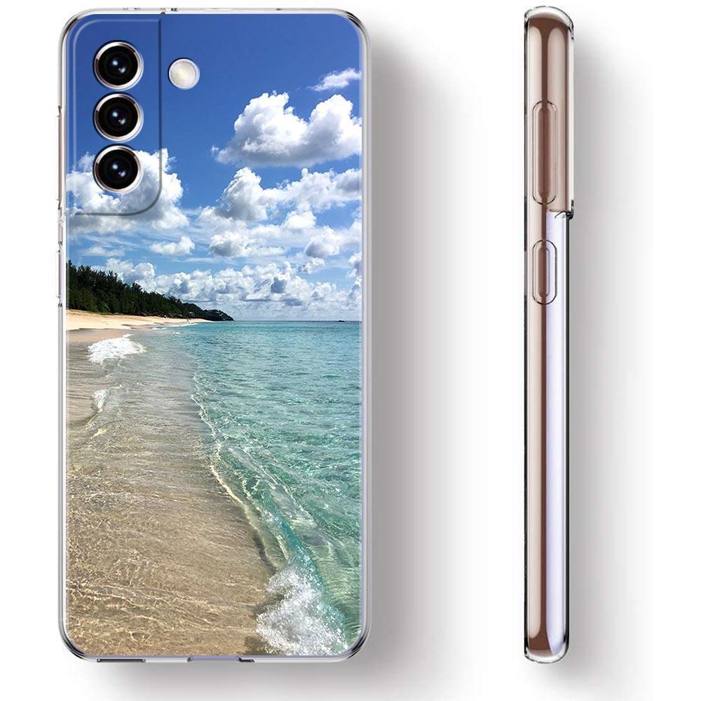 Sea blue Sky beach Clear Silicone Phone Case For Samsung Galaxy S23 S22 5G S20 Ultra S21 FE 5G S10E S9 S8 S10 Plus Soft Cover