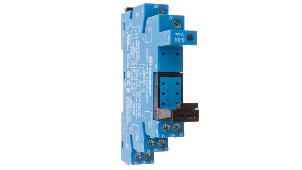 Socket for Relays Series 41.52/41.61/41.81 6-24Vdc, Screw Terminals, DIN Rail Mounting 93.02.7.024
