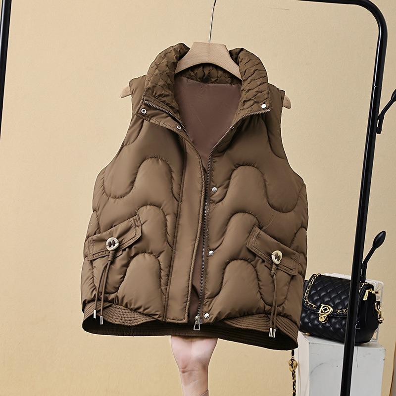 Down cotton vest women's autumn and winter short new slim-fit versatile vest vest vest vest stand-up collar vest jacket