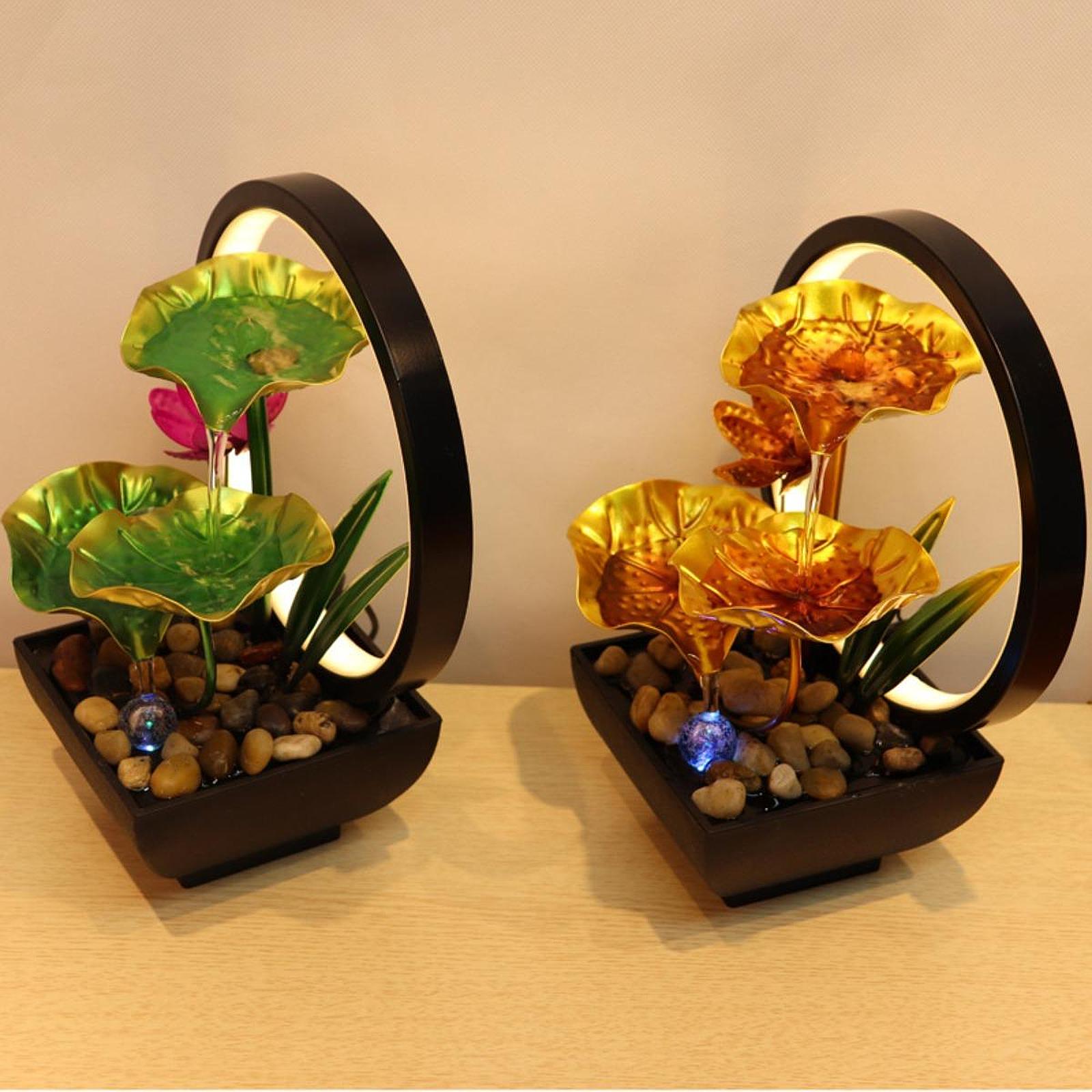 

Настольный водный элемент с подсветкой - спокойный акцент домашнего декора золотой