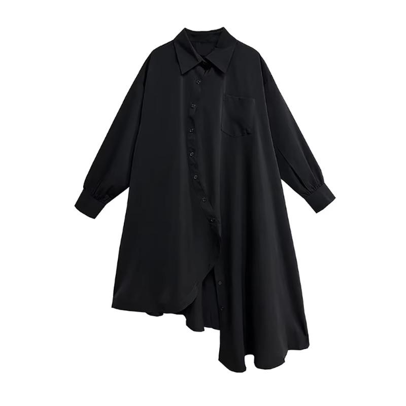 

Xitao Нестандартное однобортное платье с воротником-стойкой и пряжкой GMM1161 One Size чёрный