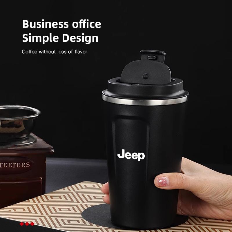 Car Emblem Stainless Steel Coffee Cup Thermal Mug Insulated Bottle For Jeep Grand Cherokee Wrangler JK Gladiator Compass Renegad ALS1