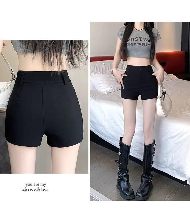 Women's 2025 Spicy Girl High-Waisted Black A-Line Shorts - Slimming & Cool Summer Hot Pants