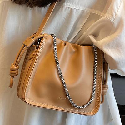 Fashion Chains Crossbody Bag for Women New Pleated Bucket Square Bags Simple Versatile Shoulder Handbags