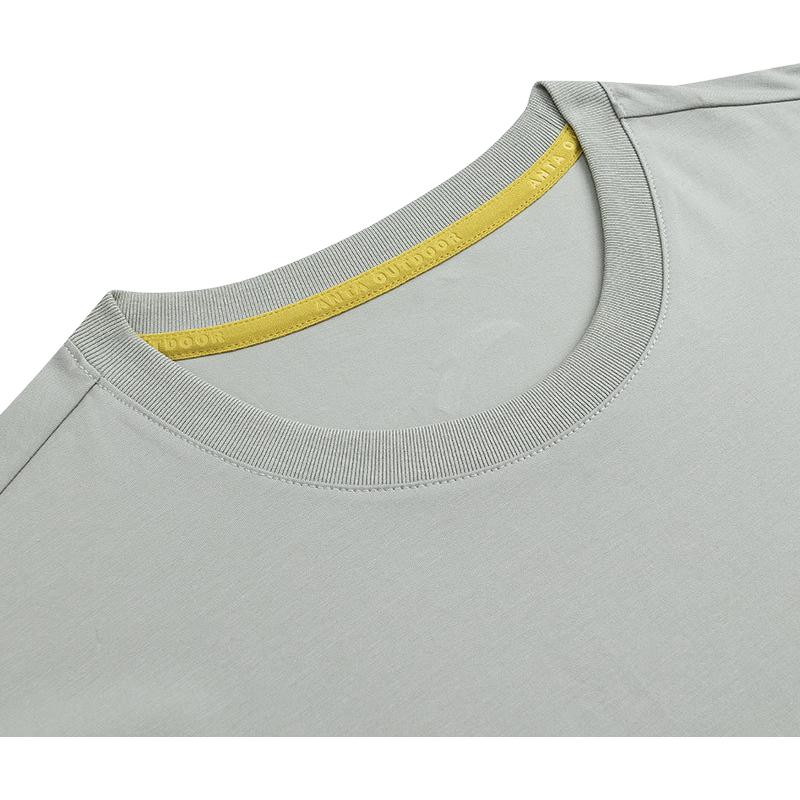 Anta Mens Outdoor Series Solid Color Loose Fit Round Neck Short Sleeve T-Shirt Men Tops Pearl-Gray 152436104-1