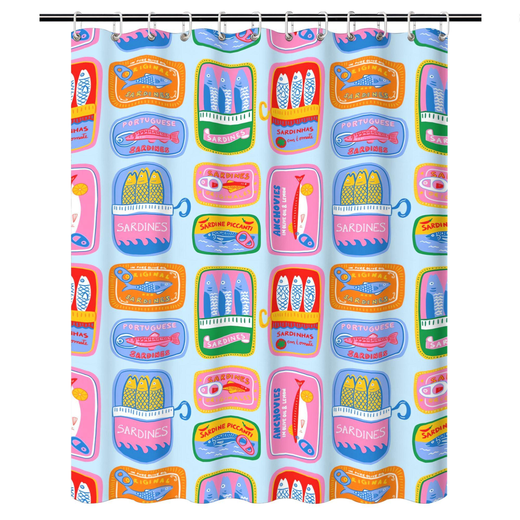 

Vikama Colorful Sardine Can Shower Curtain, Quirky Dopamine Print, Waterproof & Mildew-Proof Trendy Bathroom Partition Curtain W60H190(CM)-1 Pcs