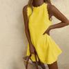 Bürodamenkleid Einfarbig Wellenkante Sommer Süß Figurbetontes Mini-Kleid für Alltagskleidung