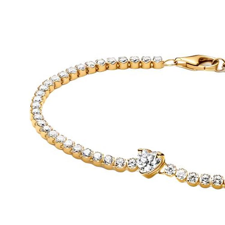 Pandora Heart Shaped Tennis Pavé Bracelet Women bracelets Gold 560041C01