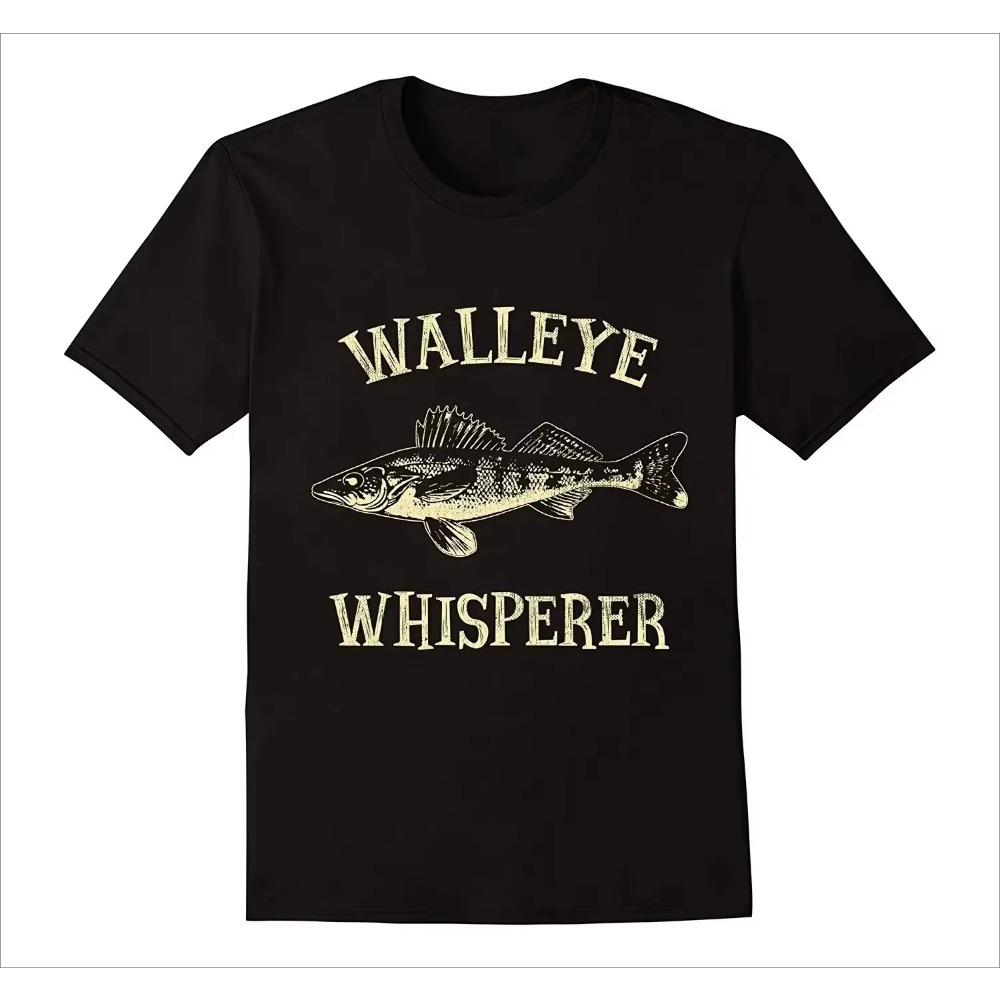 2025 Summer New Funny Design Walleye Whisperer Fish Printed T-Shirt O-Neck Short Sleeve Men's T Shirt