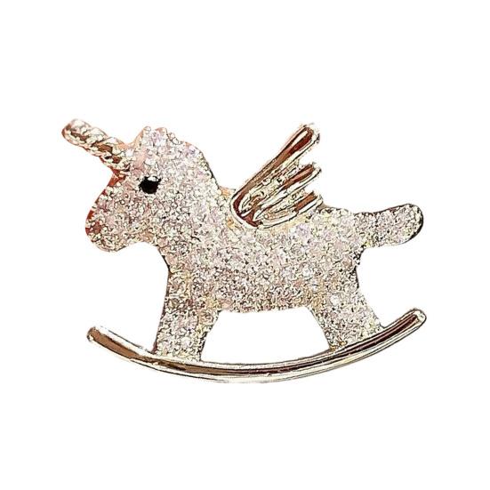 Rhinestone Horse Brooch Sweater Cardigan Coat Business Suit Zodiac Animal Lapel Pin Men Women Fashion Jewelry Clothing Accessories