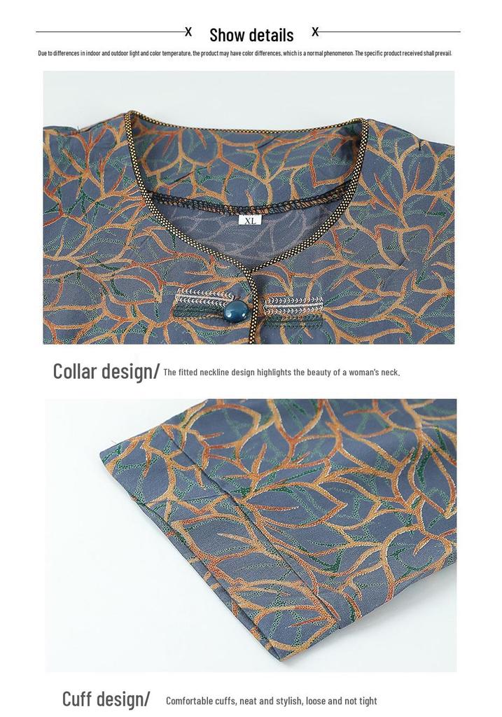 Mid-Sleeve Summer Shirts for Middle-Aged and Elderly Women, Grandma Style Home Wear Set