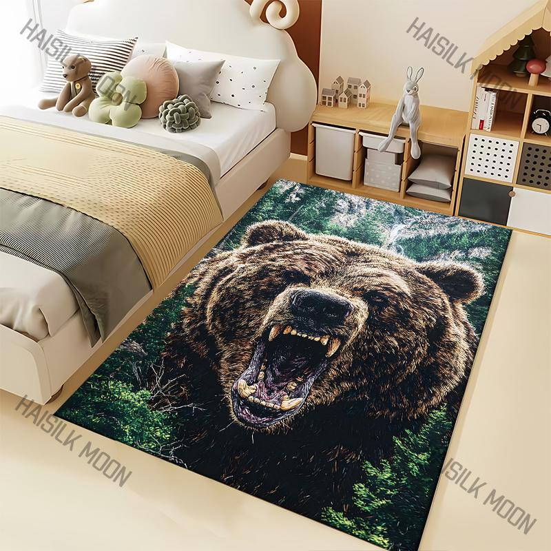 

Multi-Size Angry Brown Bear Pattern Carpet for Living Room Bedroom Sofa Home Decor Non-slip Floor Mat Large Size Play Mats 40x60cm