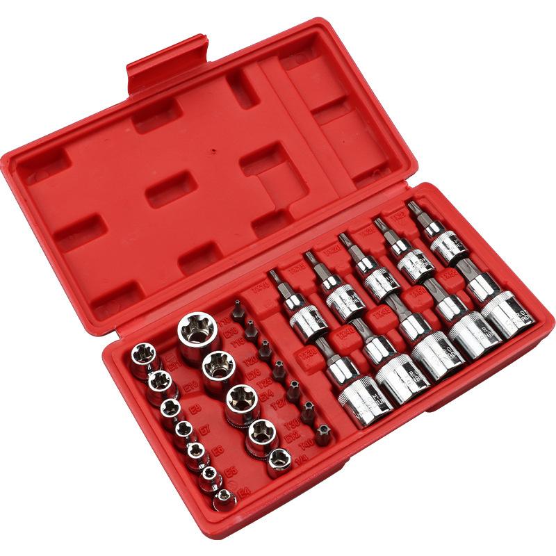 30-Piece Chrome Vanadium Steel Socket & Bit Set for Mechanics and Auto Repair