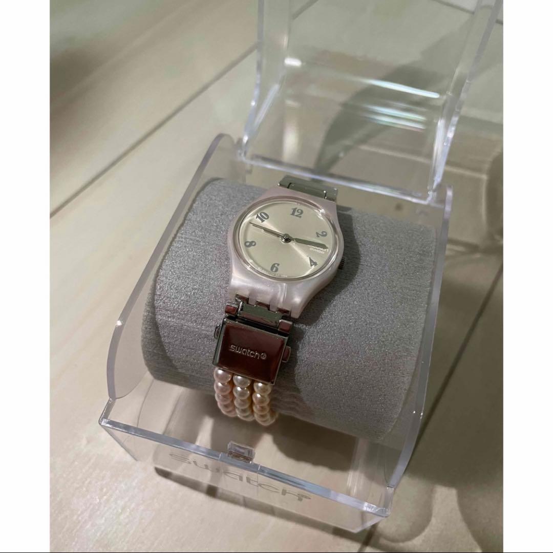 Used Swatch watch body pearl tone bracelet