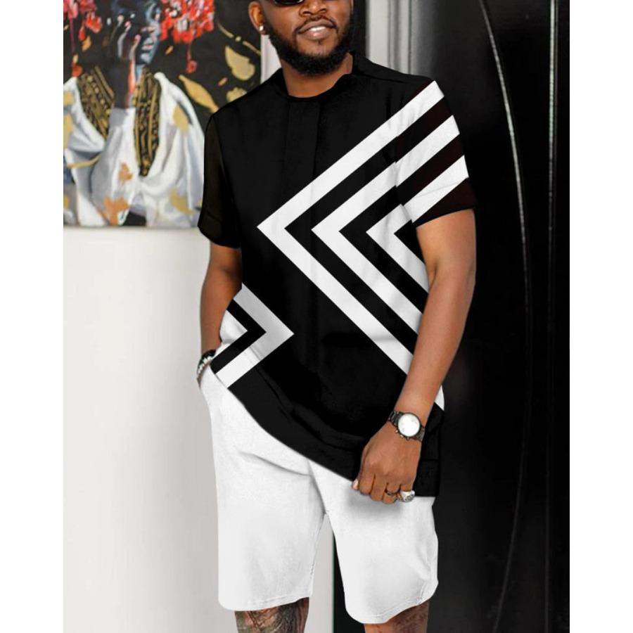 Letní pánský set Módní 2dílný set Pánské tričko Šortky Kalhoty Oblek Ležérní krátká tepláková souprava Nadměrné Vintage Pánské oblečení