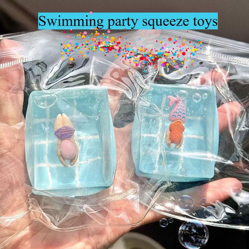 1pc Swimming Pool Squeeze Toys Maltose Stress Relief Slow Rebound Fidget Toy Mochi Squishy Stress Reliever Toys Antistress