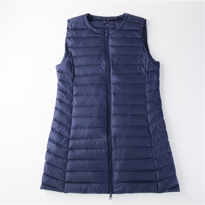 Women's Out-of-Season Korean Down Jacket - Slim Fit, Round Neck, Mid-Length, Zippered Winter Vest