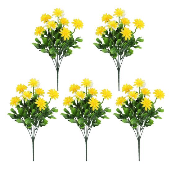 5 Pcs Faux Daisies Bundles UV Resistant Artificial Flowers Realistic Fake Fall Flowers with Bendable Stems for Flower Arrangement Indoor Decorations