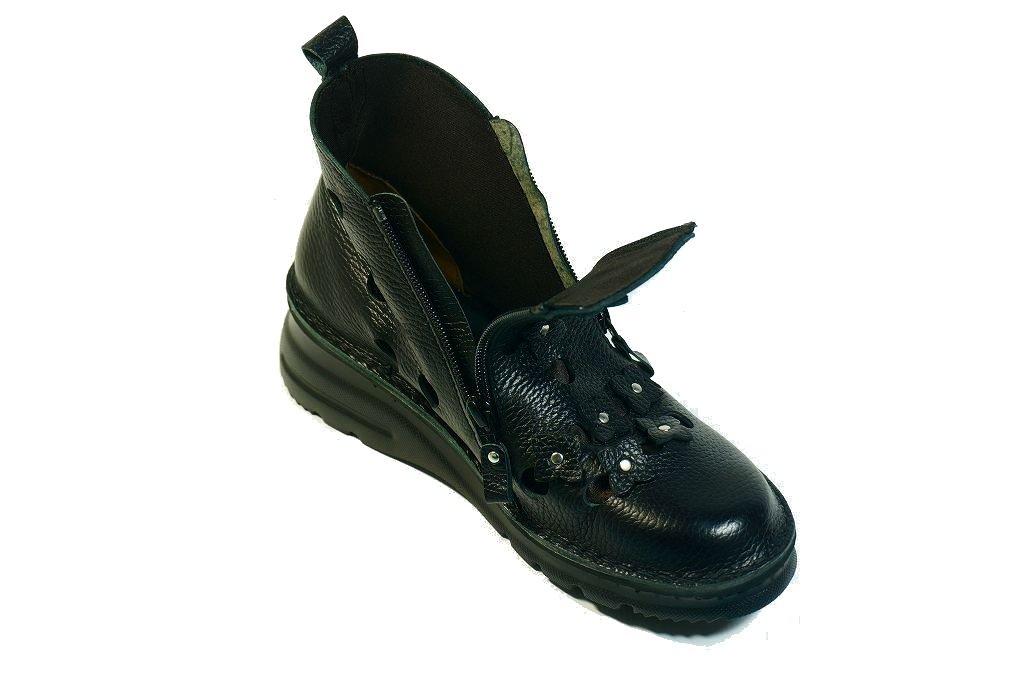 Spring Short Made In Zippered Genuine Leather [Yuriko Matsumoto] Boots, Boots, Japan, Corsage, Flower, Double-sided Boots, (black,