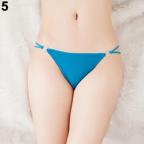 Sexy Women Iron Ring Bowknot G-String T-Back Panties Link Hollow Design