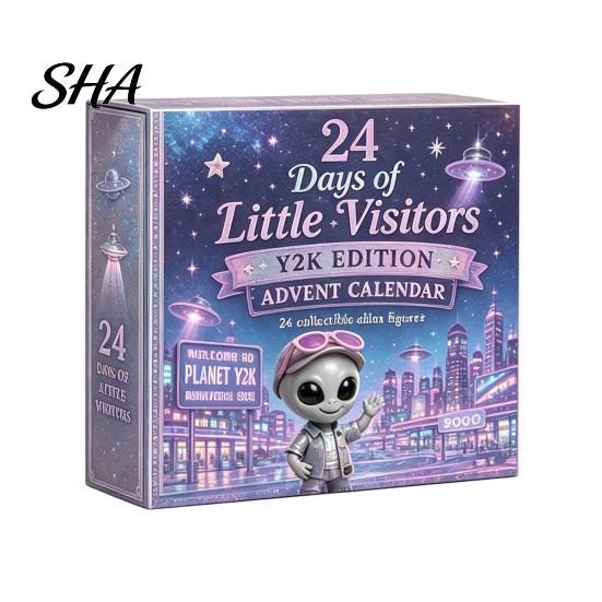 Holiday Countdown Ornament Box 2026 Spirit Advent Calendar, 24-Day Mini Figure Set, Elf Alien Calendar with Miniature Figures Fairy Christmas