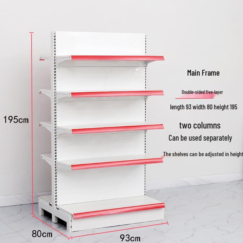 Adjustable Supermarket Display Rack for Snacks and Food, Single/Double-Sided, Ideal for Convenience Stores and Mother & Baby Products.