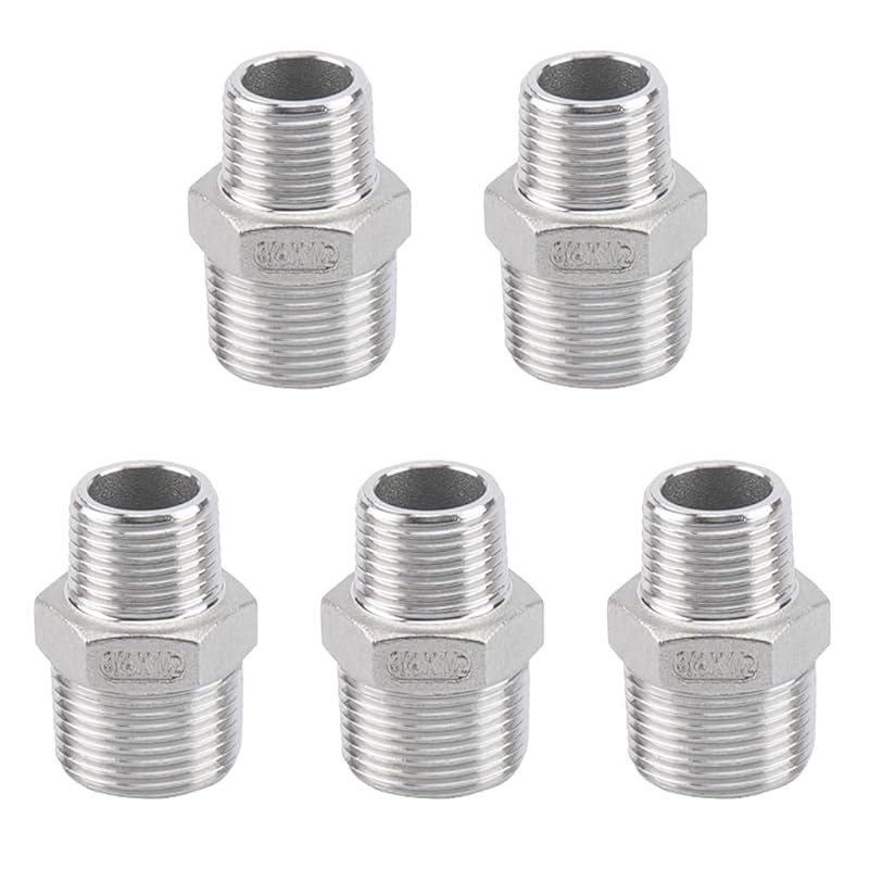Feelers Reducing Hex Nipple, 304 Stainless Steel 1"x 3/4" NPT Male Pipe Fitting Reducer Nipple Adapter (Pack of 2)