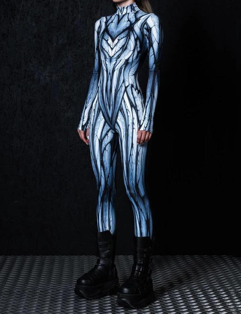 3D Digital Printing Stage Performance Costumes Adults Halloween Events Carnival Theme Party Cosplay Outfit Pretend Game Jumpsuit