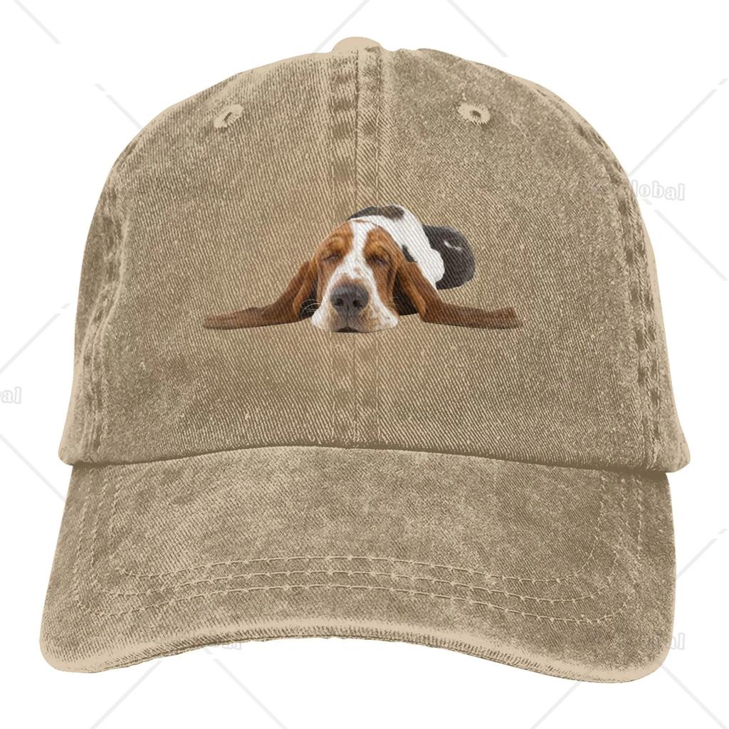 Jeanskappe, Basset Hound Dog Sleep Baseball-Dad-Kappe, verstellbar, klassisch gewaschen, 100 % Baumwolle, Sport für Unisex-Frauen