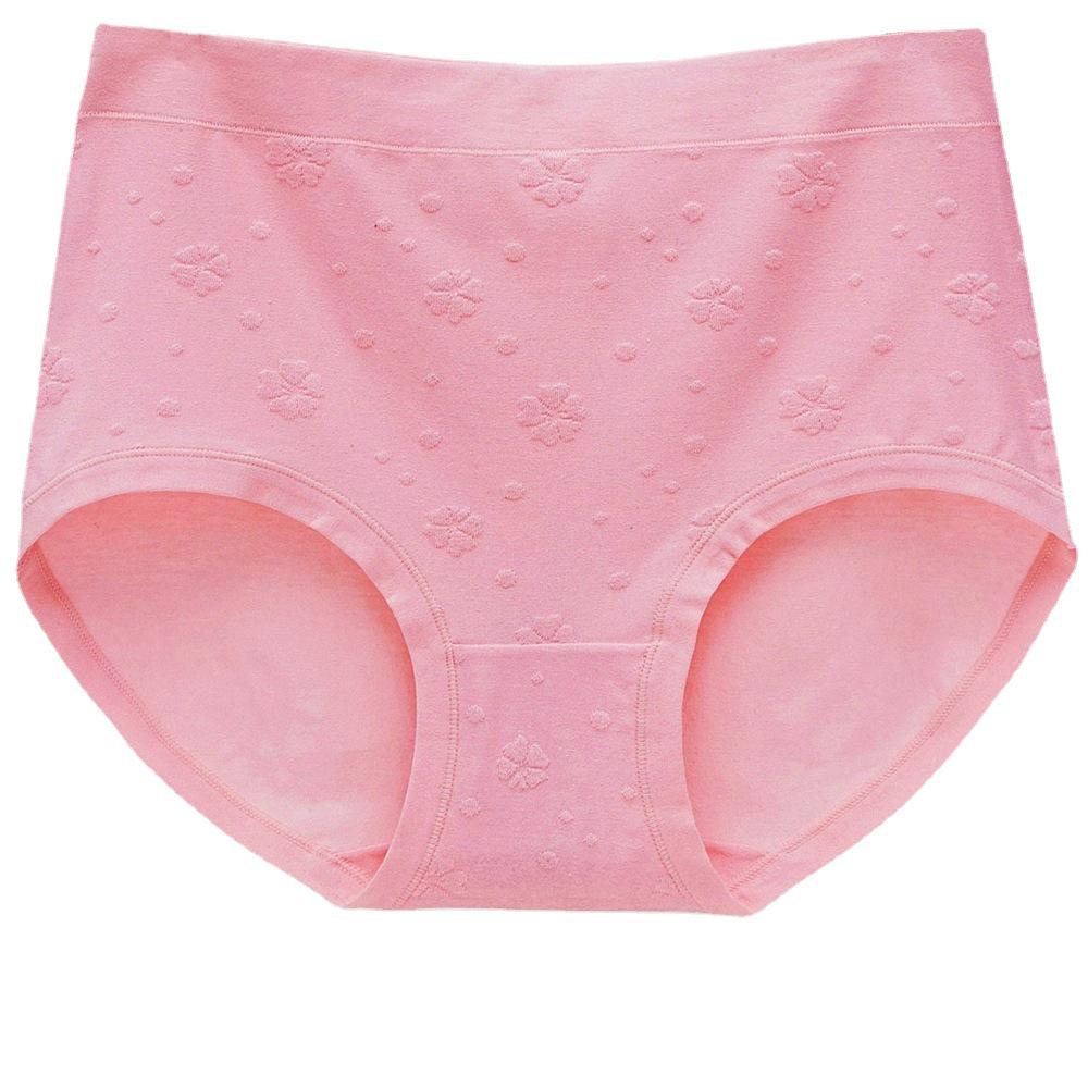 4-Pack Women's High-Waisted Jacquard Cotton Briefs with Tummy Control and Butt Lifting Features - Breathable & Antibacterial, Plus Size Available