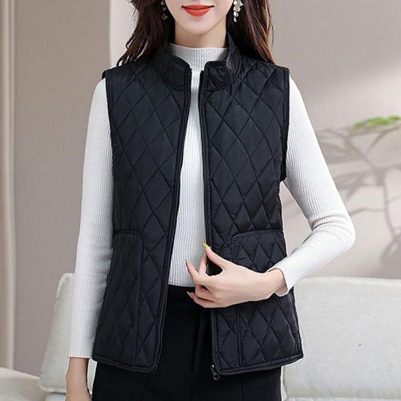 Middle-aged Mothers Wear Autumn and Winter New Thin Small Vest Warm Sleeveless Cotton-padded Jacket Grandma Vest Vest Vest Vest
