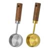 Vergoldeter Edelstahl Messbecher Messlöffel Akazienholzgriff Messlöffel Werkzeuge Backwerkzeuge